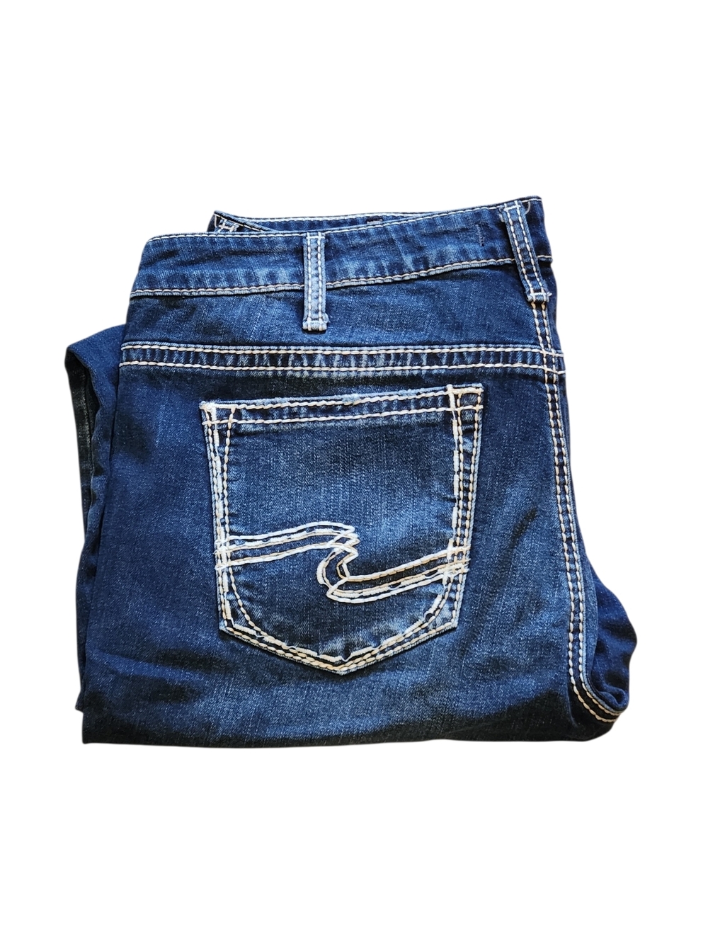 Silver Jeans Size 14 Suki Bootcut Midrise Relaxed Stiching Western Blue Denim